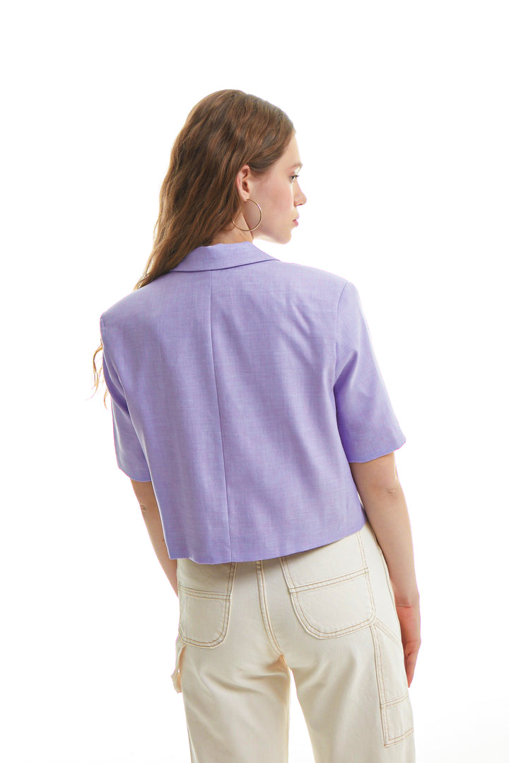 Padded Crop Blazer Jacket Lilac
