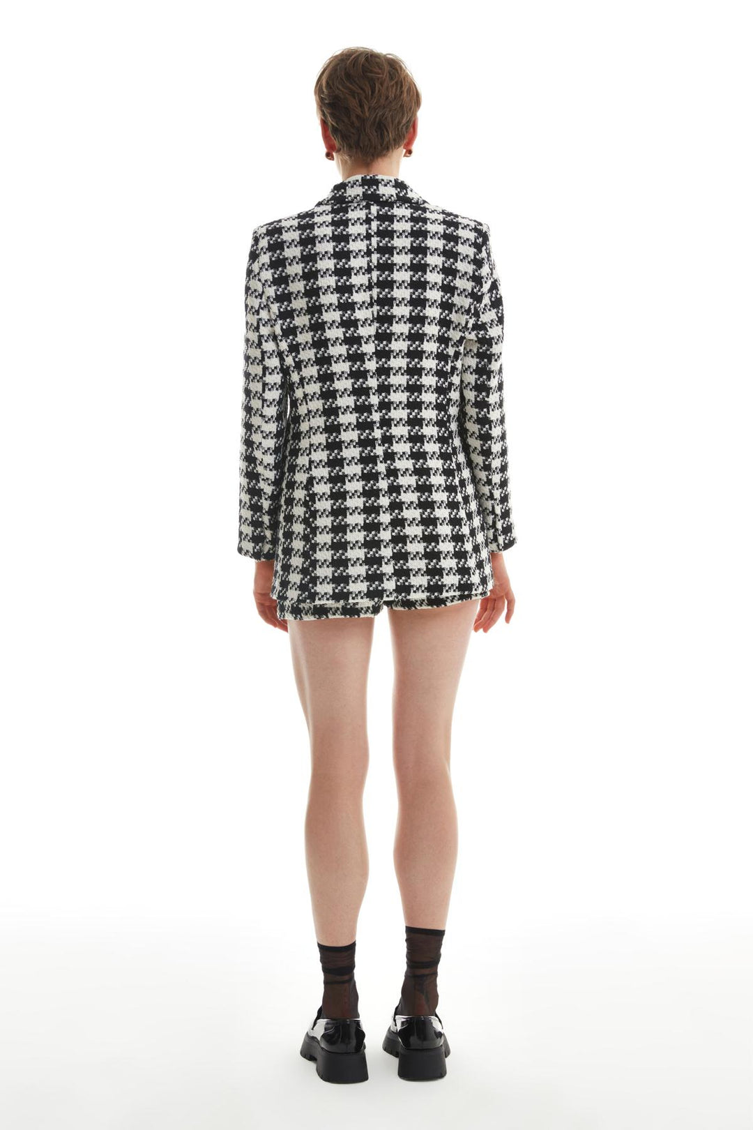 Desenli Tüvit Blazer Ceket Ekru