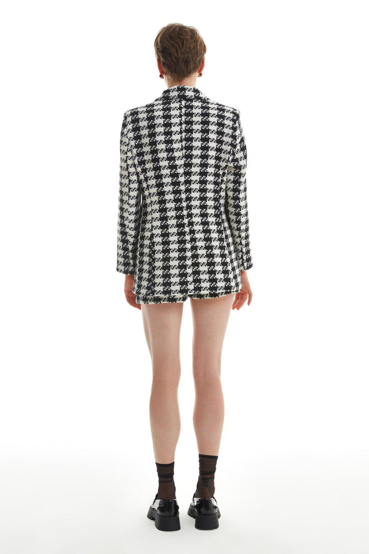 Desenli Tüvit Blazer Ceket Ekru