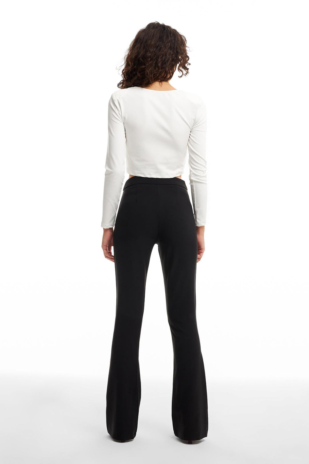 Embroidery Detailed Wide Leg Trousers Black