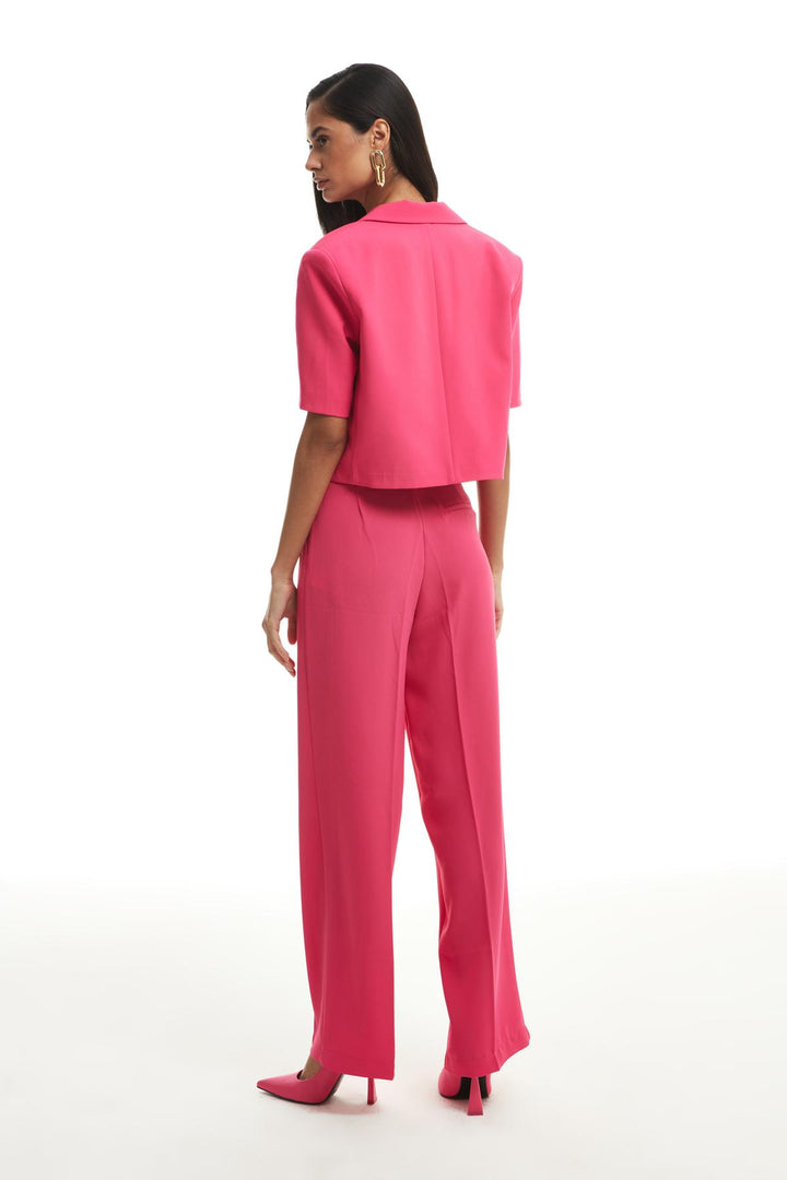 Pleated Wide Leg Trousers Fuchsia