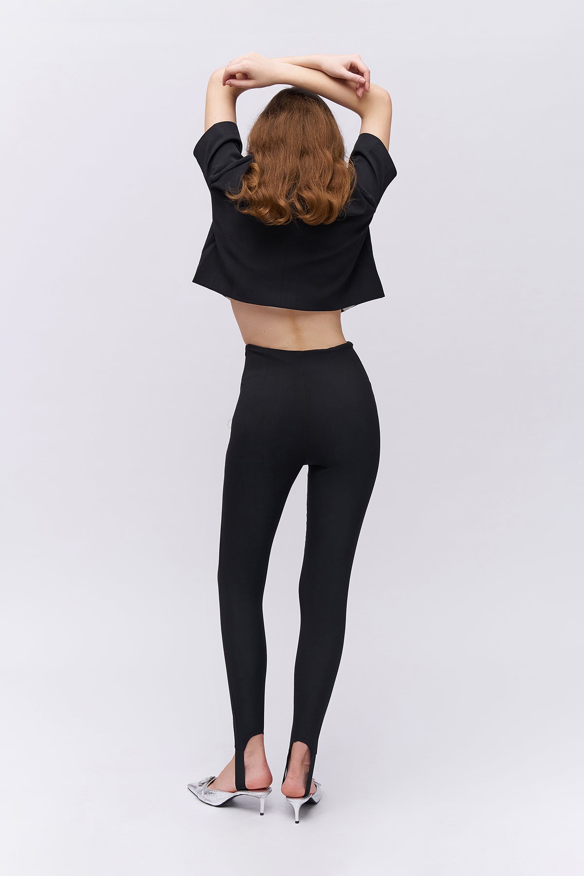 High Waist Leggings With Foot Band Black