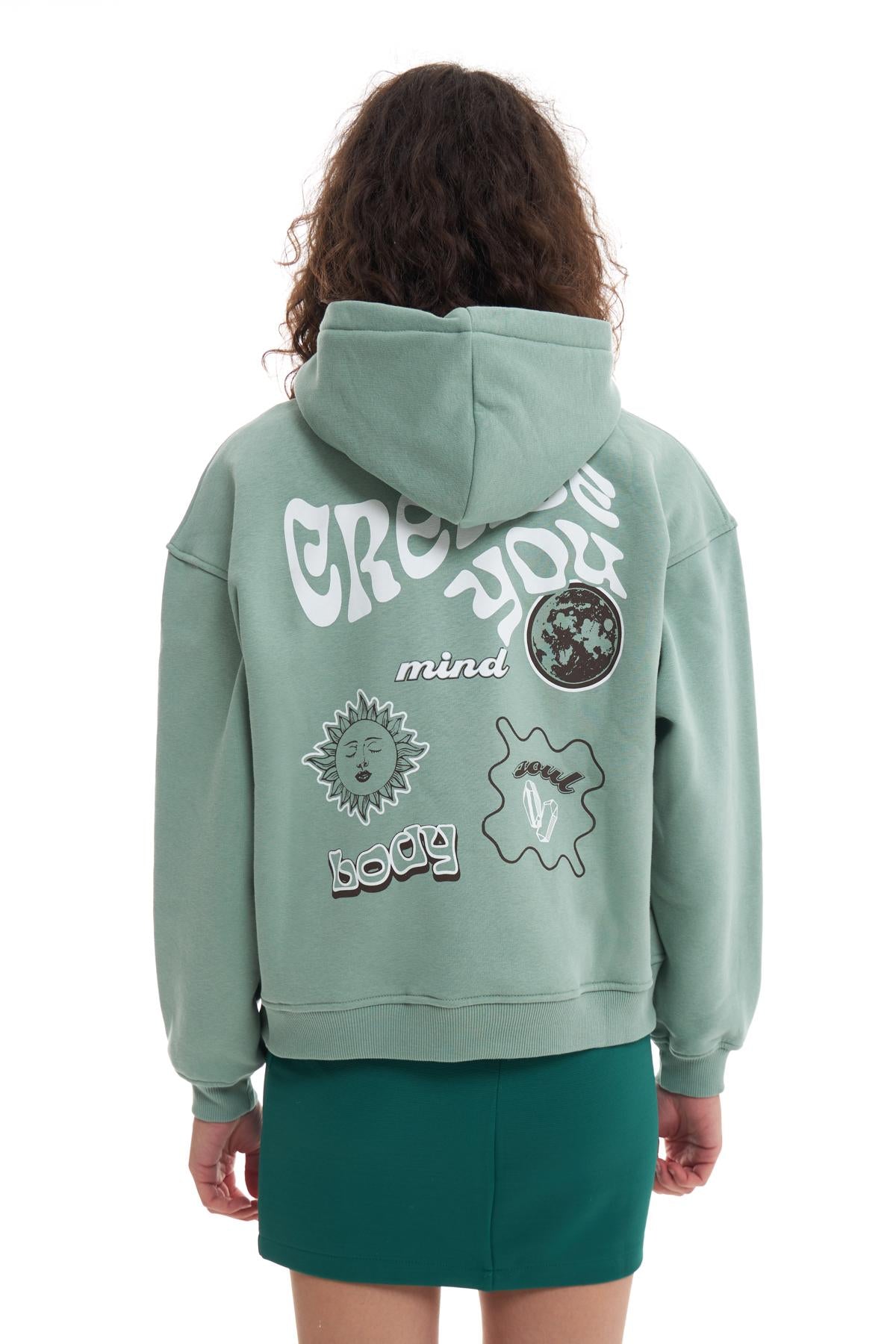 Kangaroo Pocket Hooded Sweatshirt Mint