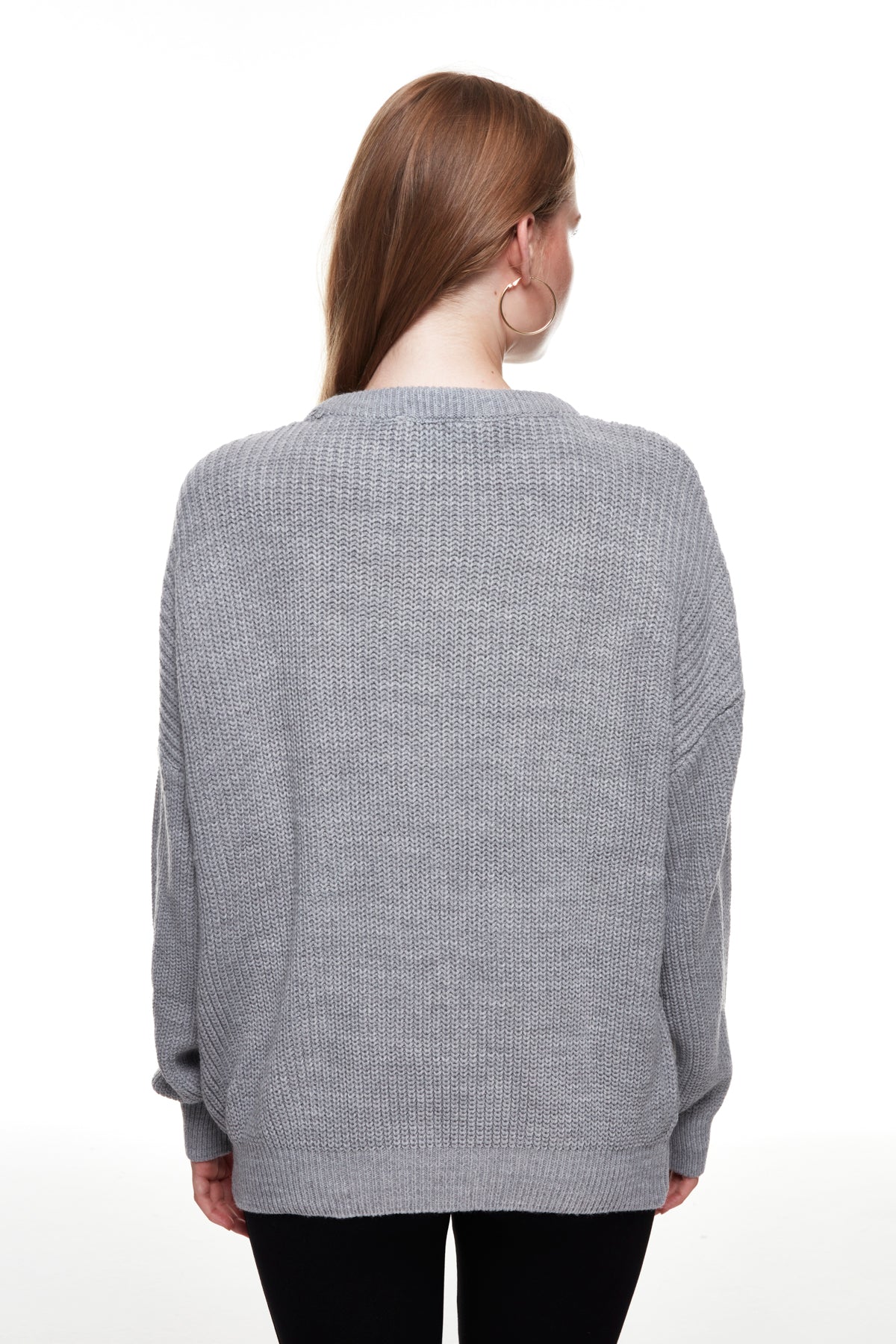 Crew Neck Knitted Sweater Gray