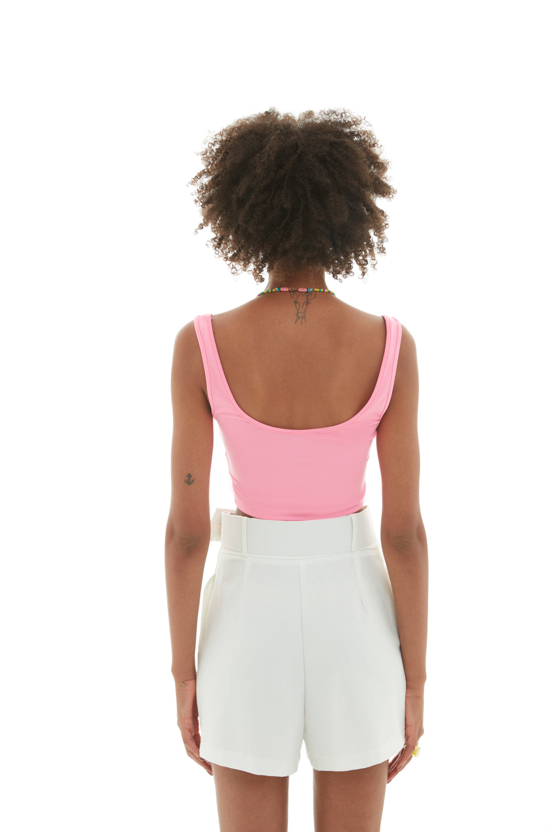 Kalın Askılı Crop Büstiyer Şeker Pembe