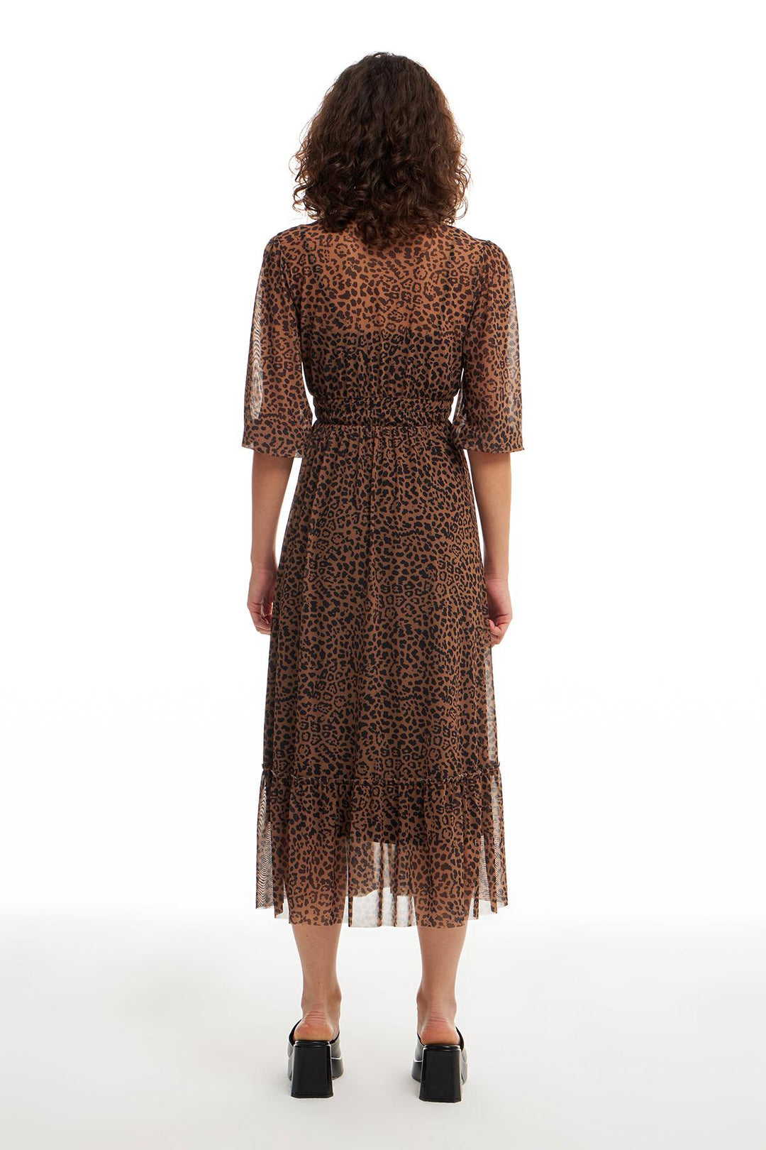 Leopard Patterned Long Dress Brown