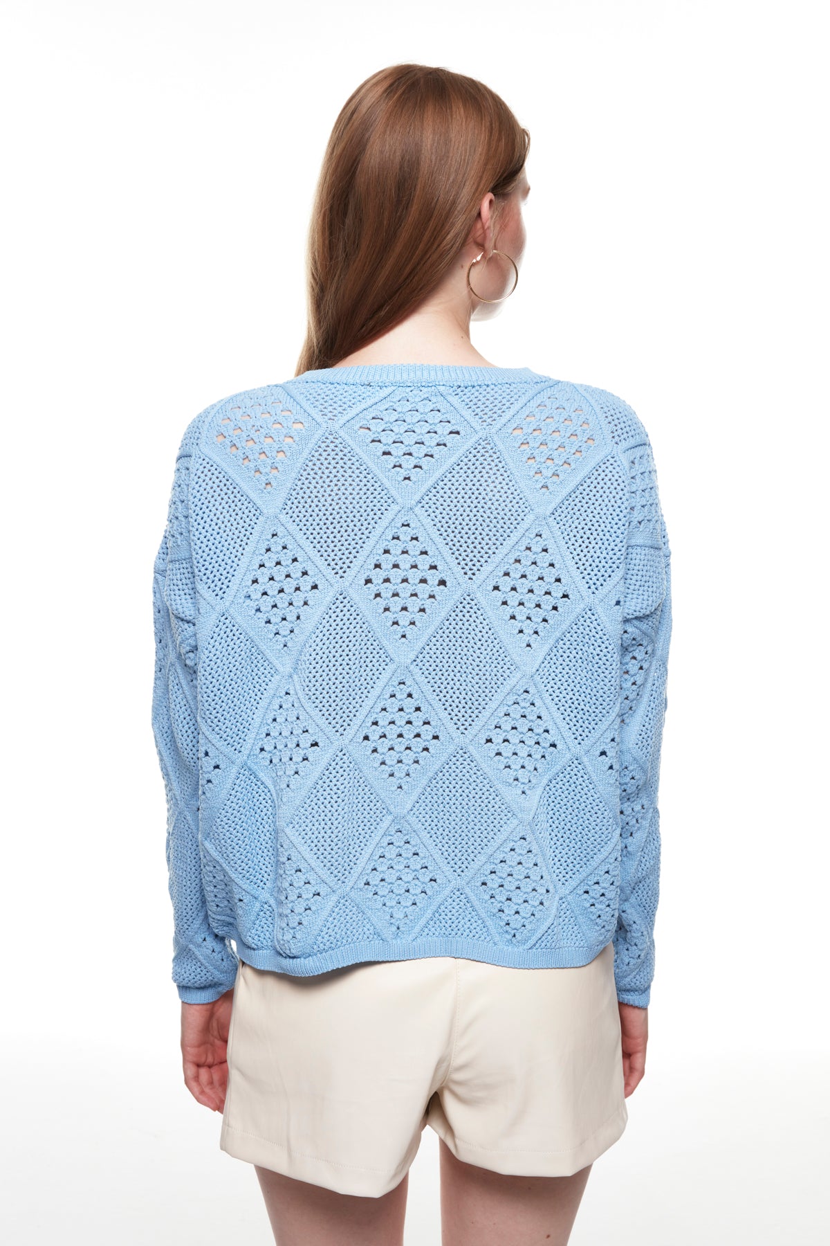 Crew Neck Hole Knitwear Blue