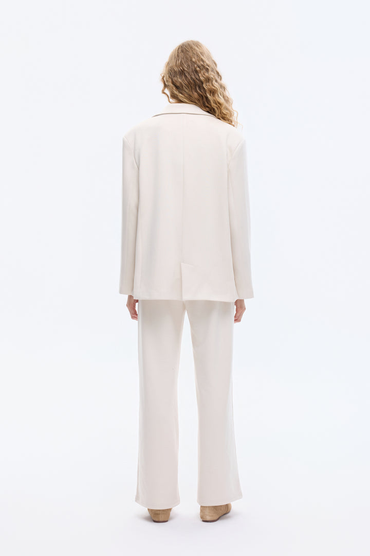 Tek Düğmeli Yumuşak Dokulu Oversize Blazer Ceket Bej