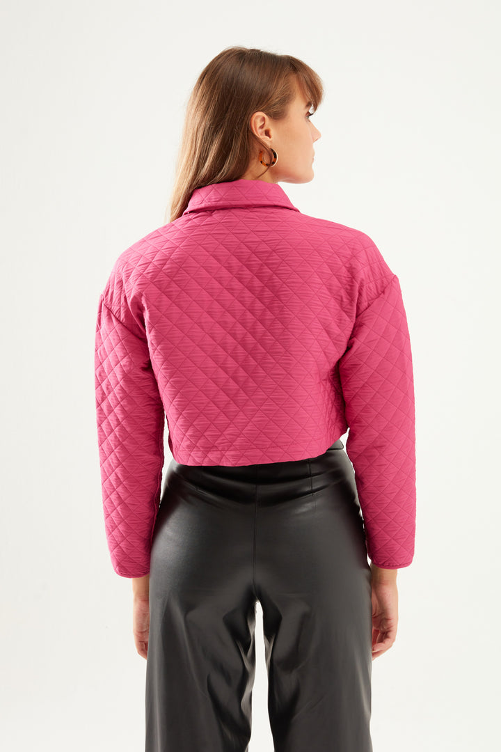 Quilted Crop Jacket Orchid