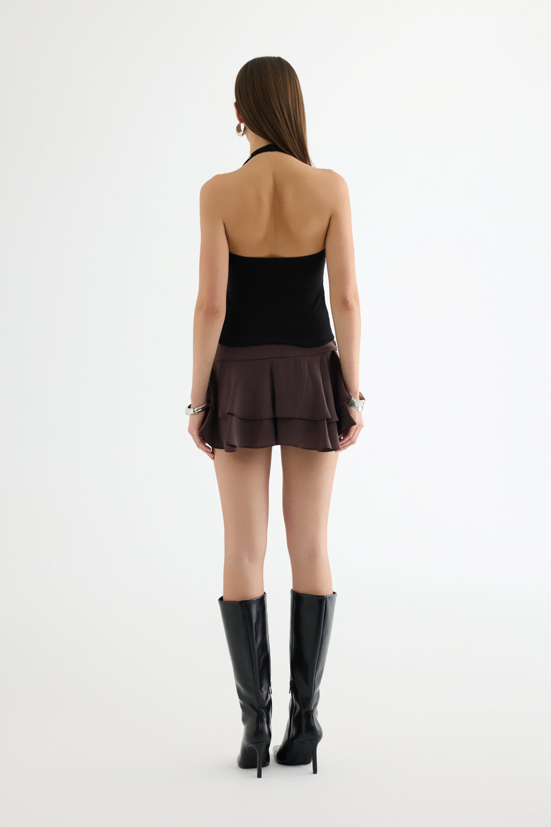 Kuş Gözü Detaylı Halter Yaka Atlet Siyah