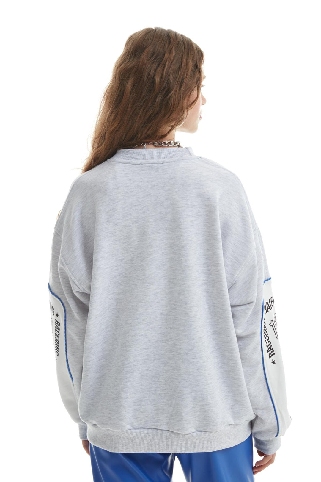 Printed Crew Neck Sweatshirt Gray