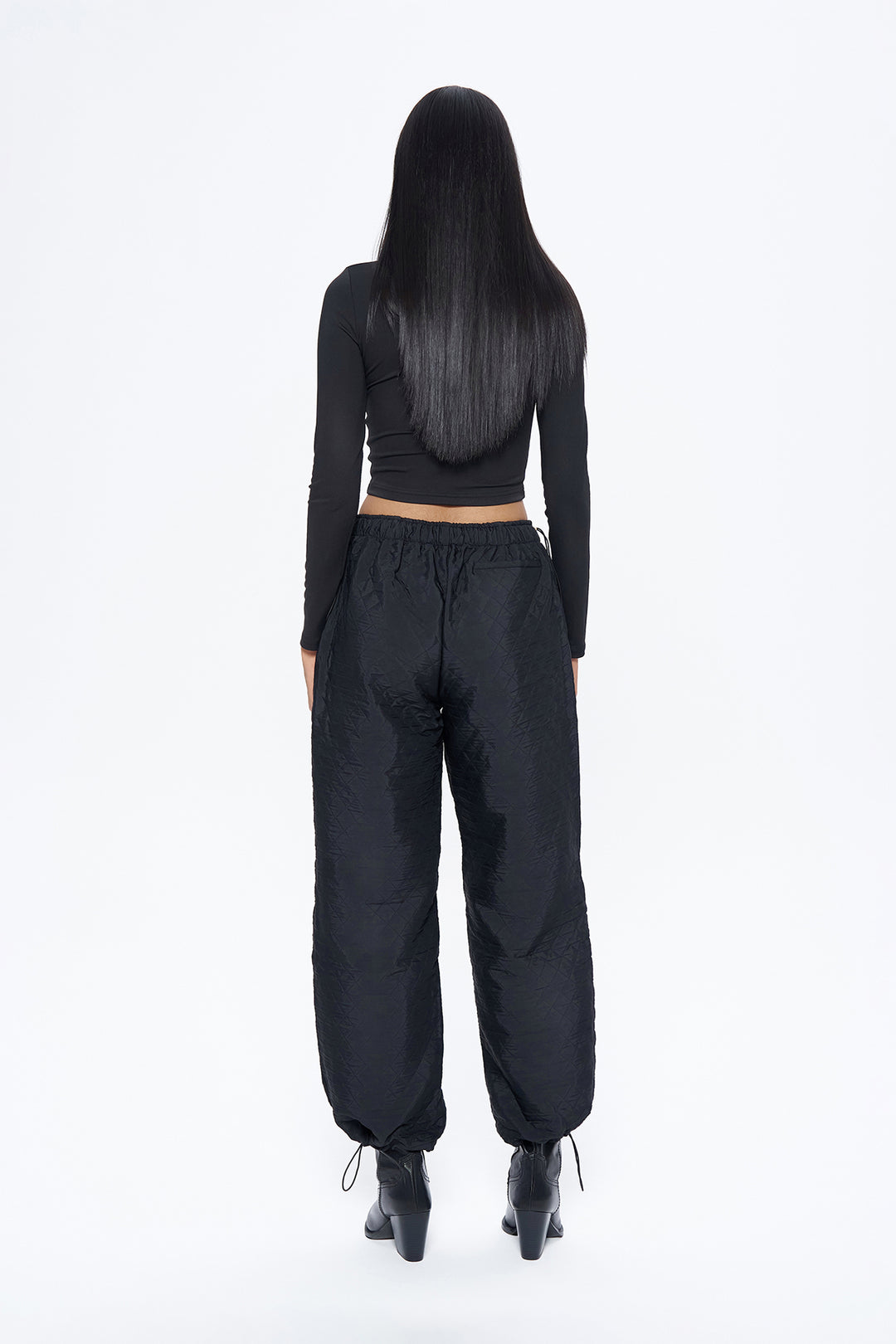 Quilted Parachute Pants Black