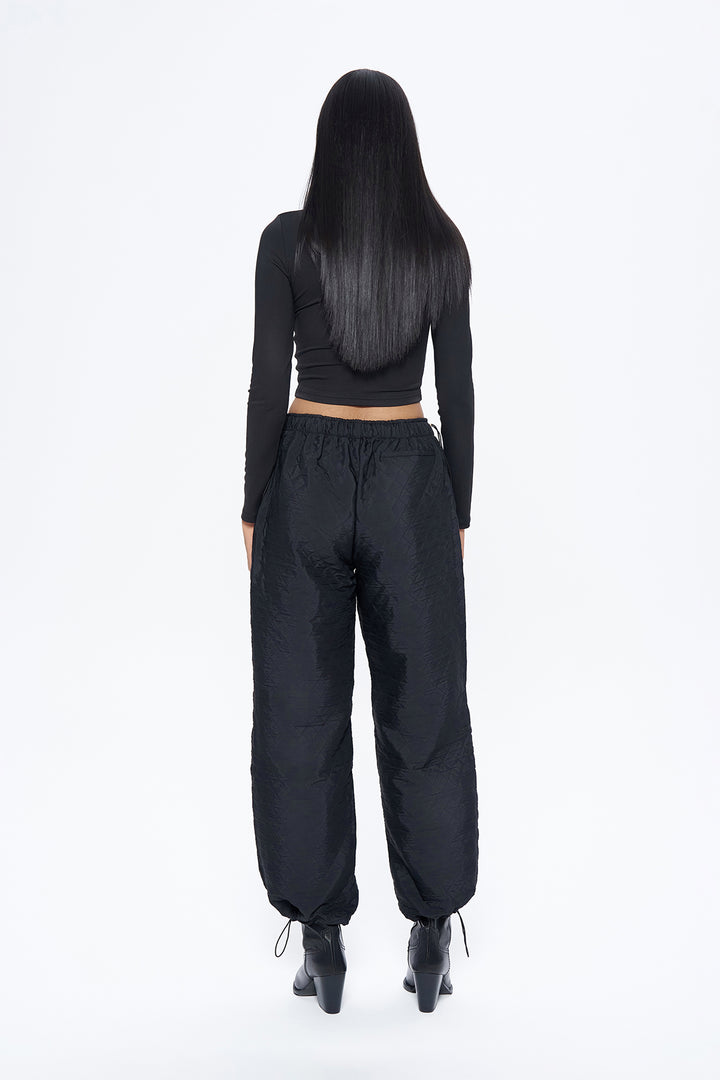 Quilted Parachute Pants Black