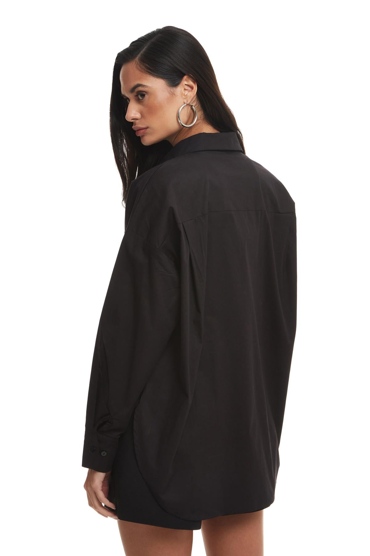 Oversize Gömlek Siyah – QUZU