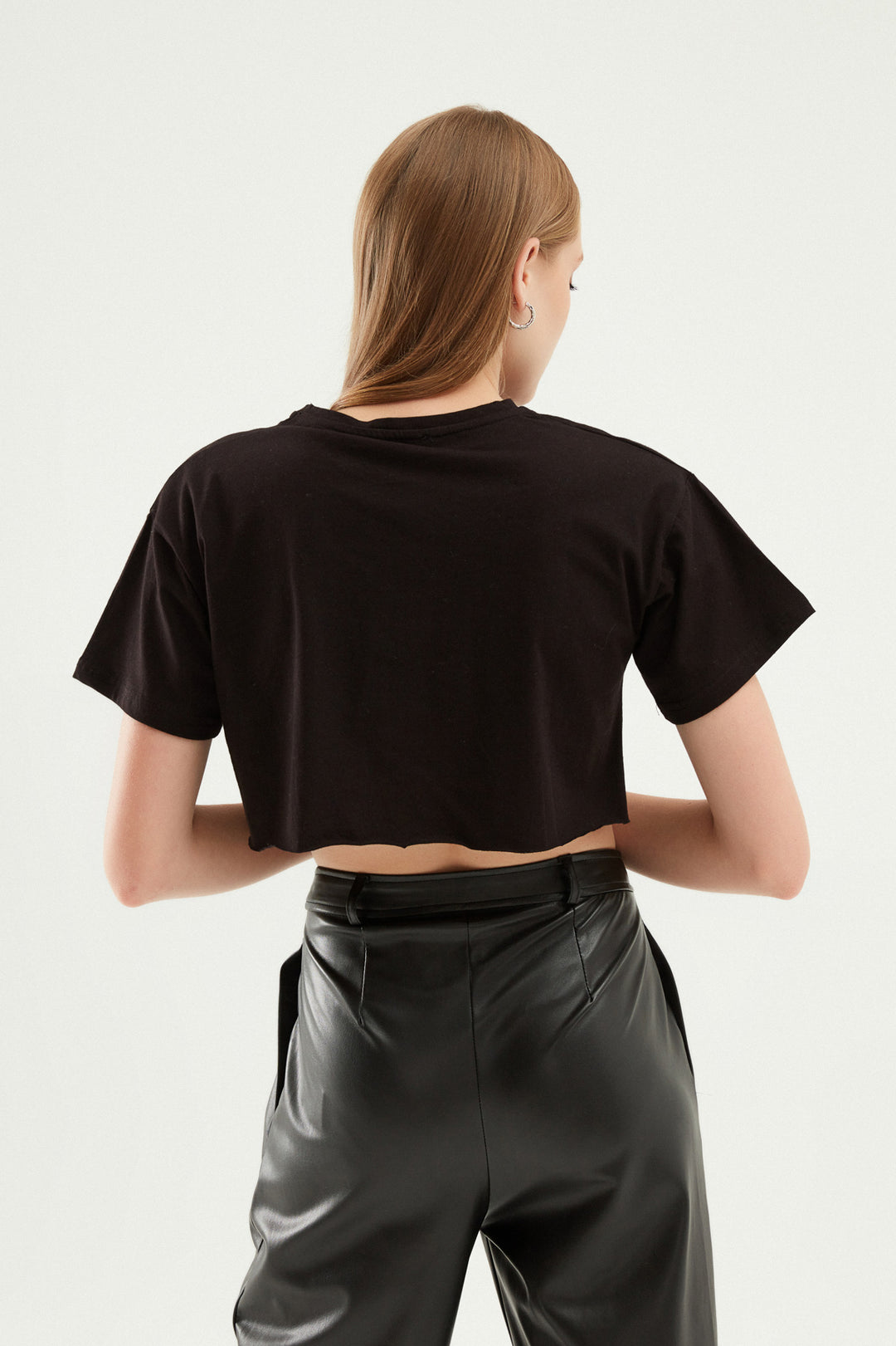 Printed Crop T-Shirt Black