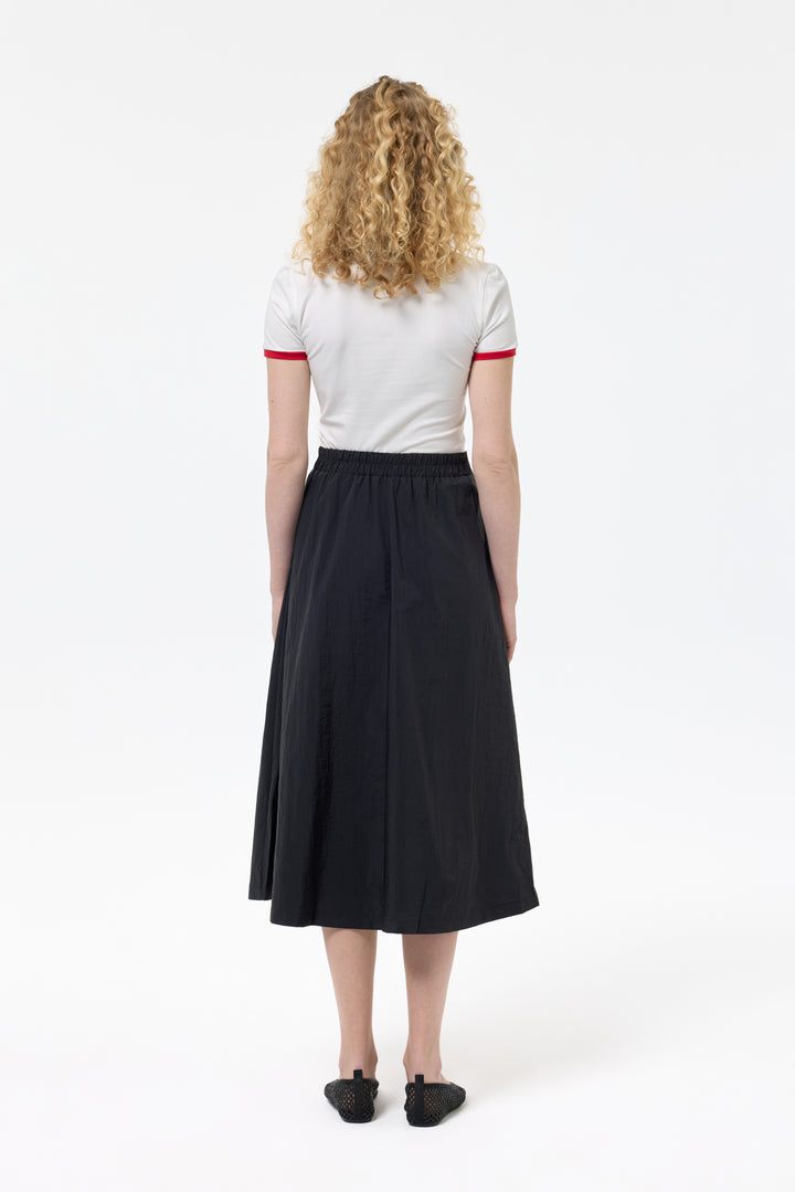 Şeritli Yazı Baskılı Crop Tişört Ekru