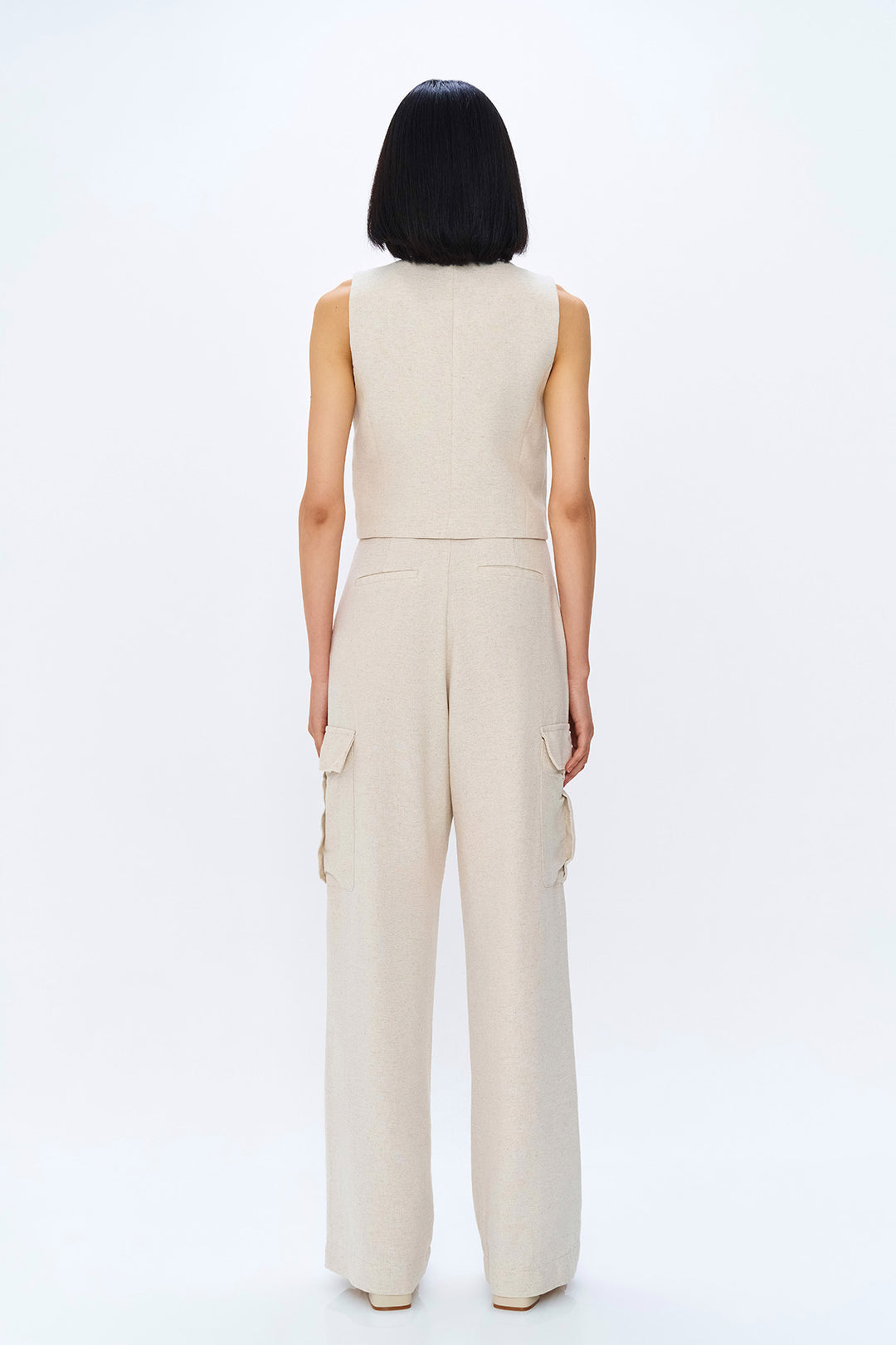 Kargo Cep Detaylı Keten Pantolon Naturel