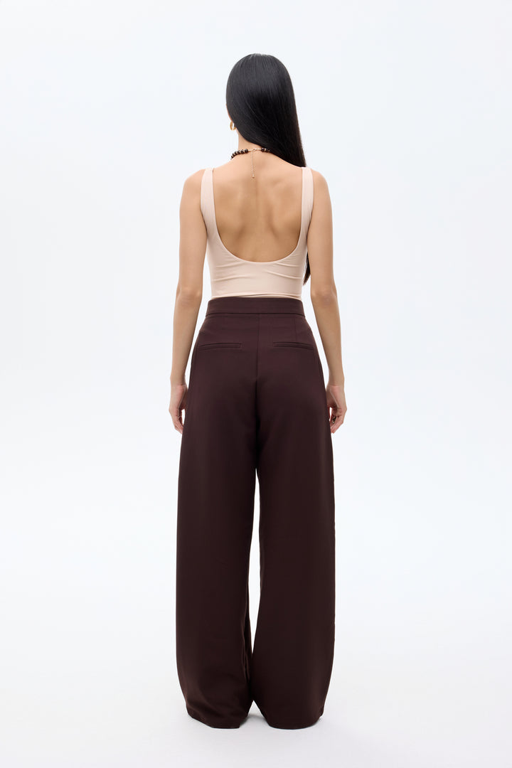 V Yaka Basic Bodysuit Bej