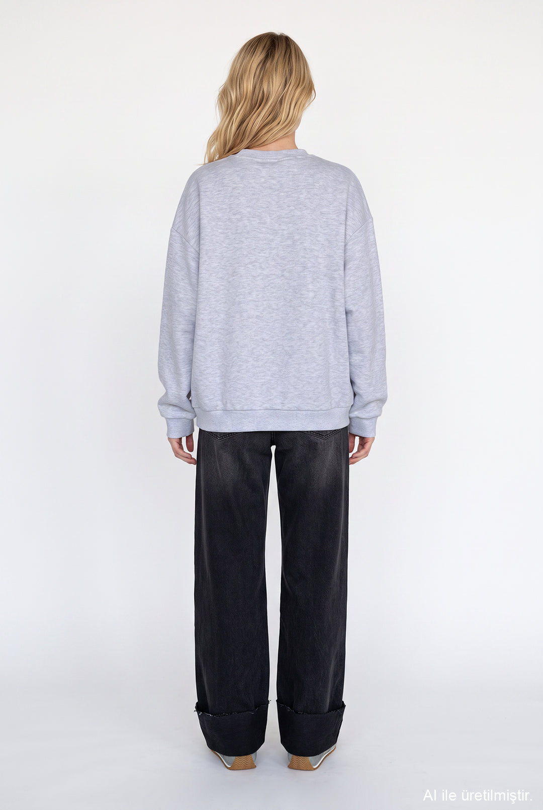 Y Baskılı Nakışlı Sweatshirt Karmelanj