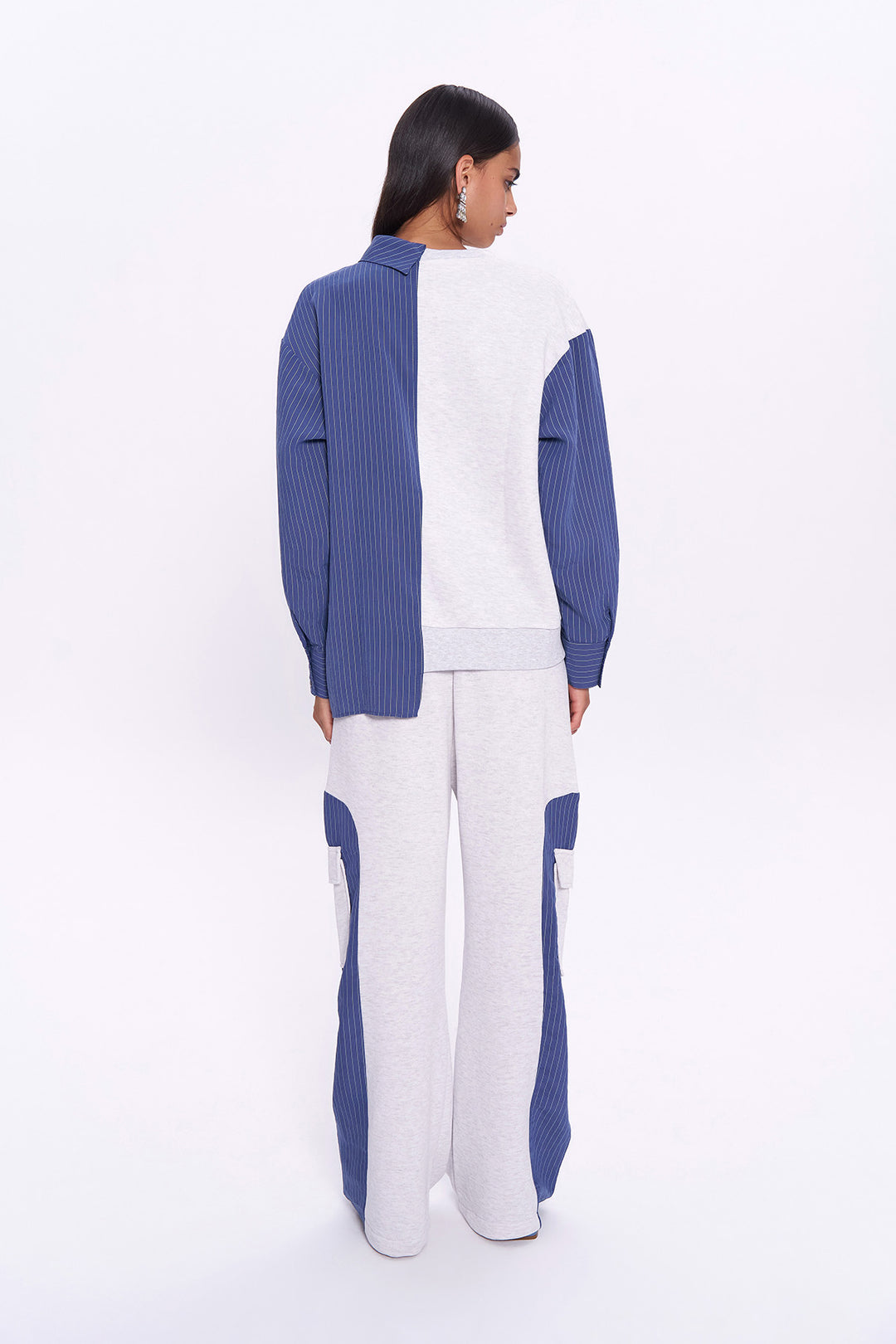 Çizgi Match Detaylı Sweatshirt Gri