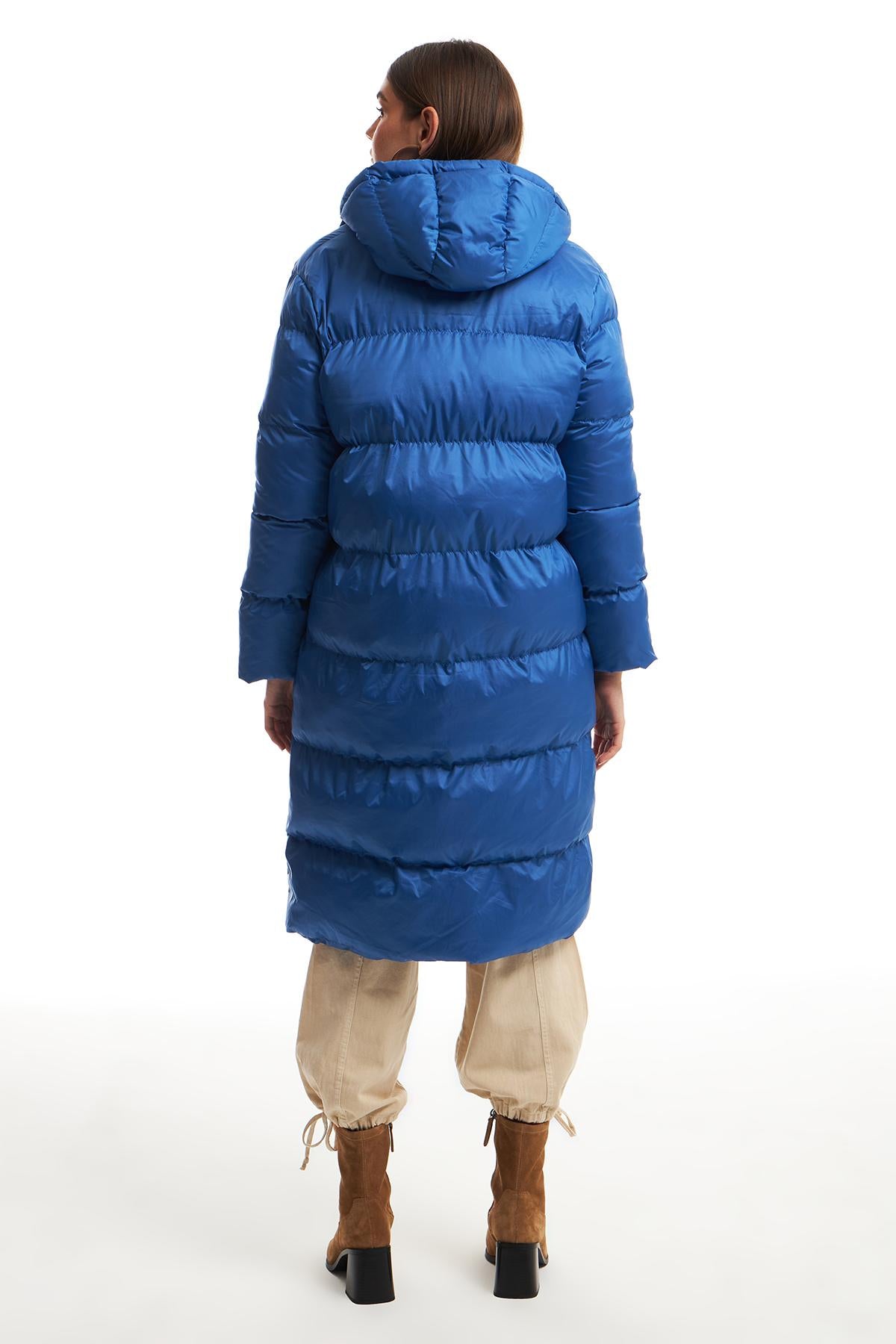 Hooded Long Inflatable Coat Indigo