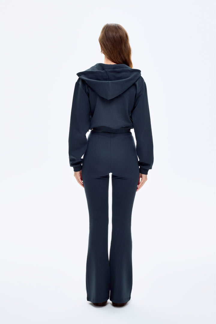 Kapüşonlu Fermuarlı Basic Sweatshirt Lacivert