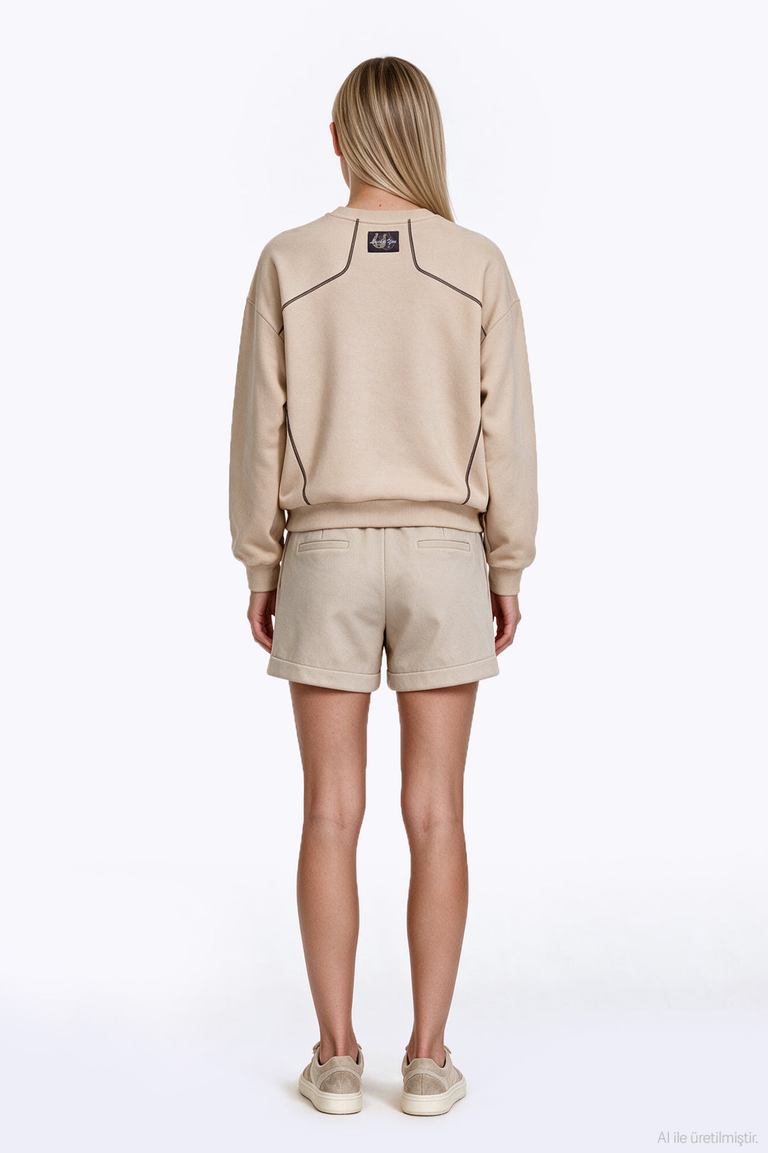 At Figür Nakışlı Sweatshirt Bej