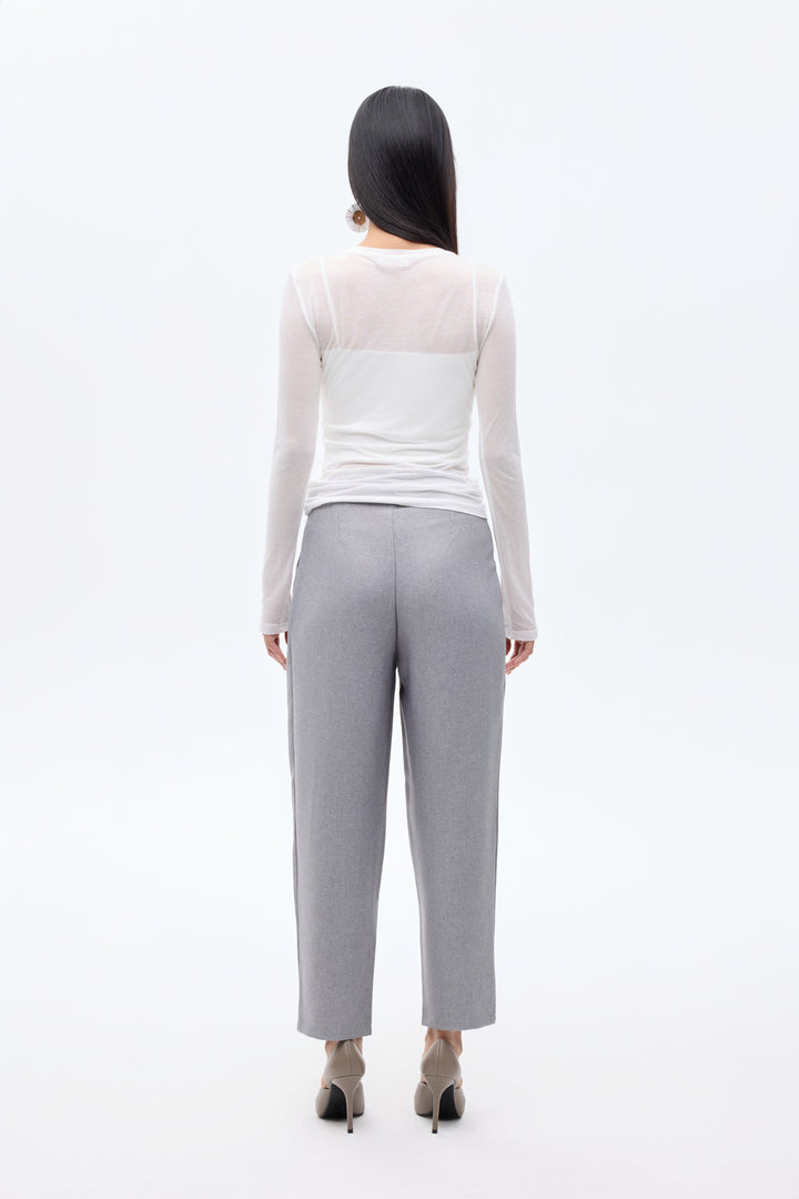 Bisiklet Yaka Basic Bluz Ekru