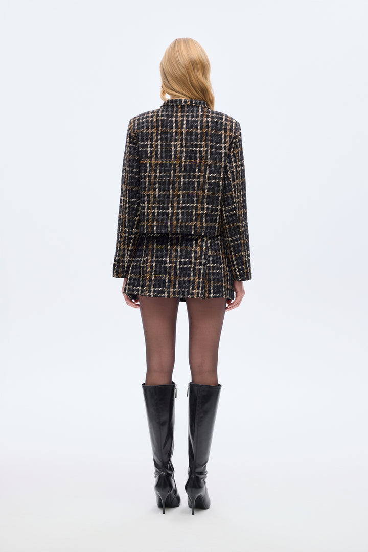 Çift Cepli Düğmeli Tüvit Ceket Siyah