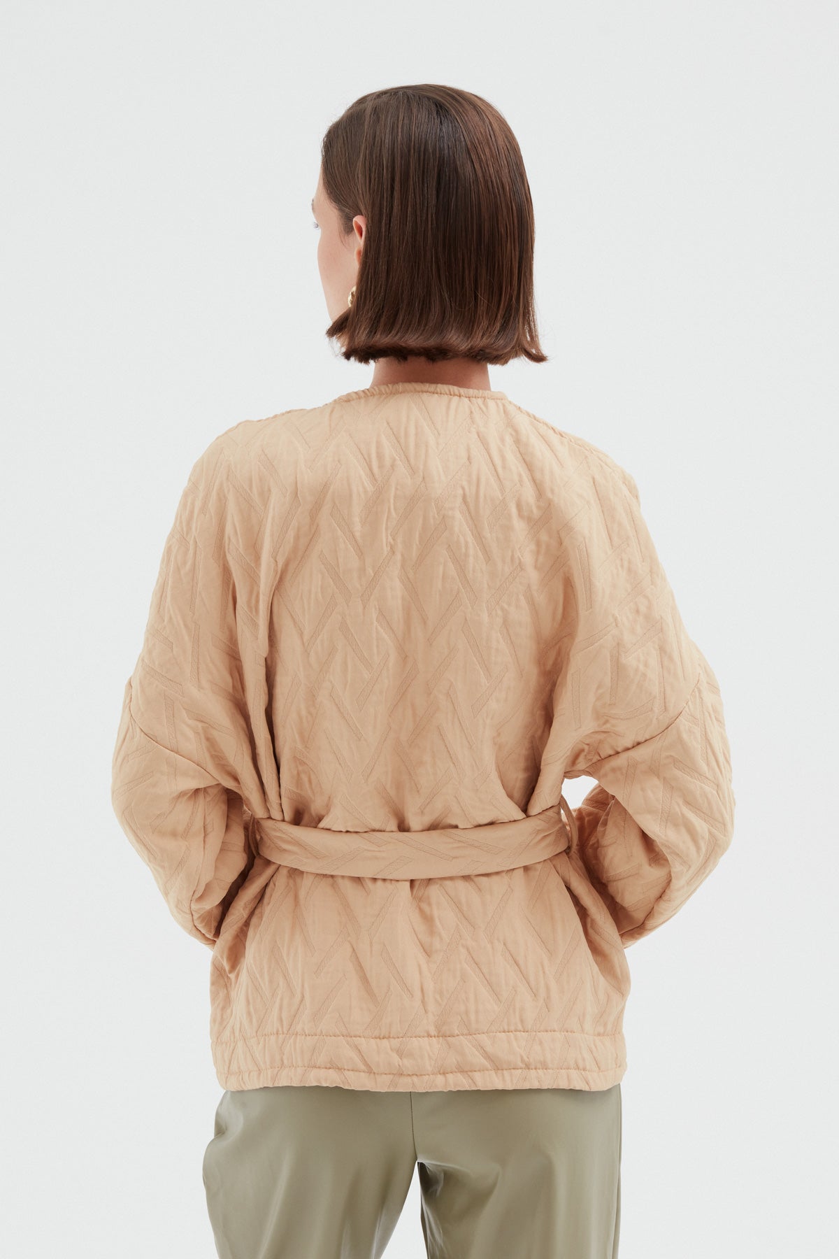 Bound Quilted Jacket Camel