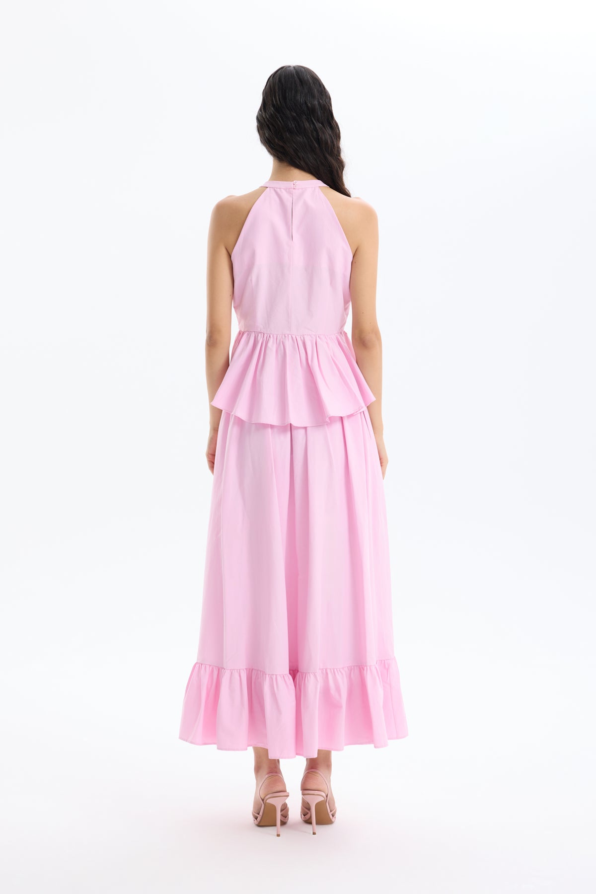 Önü Bağcıklı Halter Yaka Bluz Pembe – QUZU