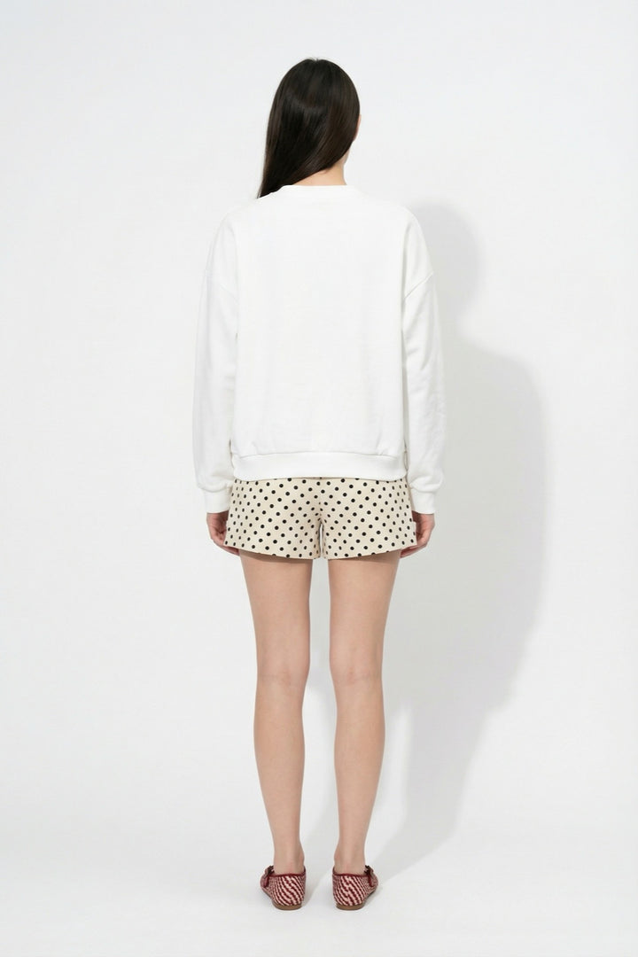 Matcha Baskılı Oversize Sweatshirt Ekru