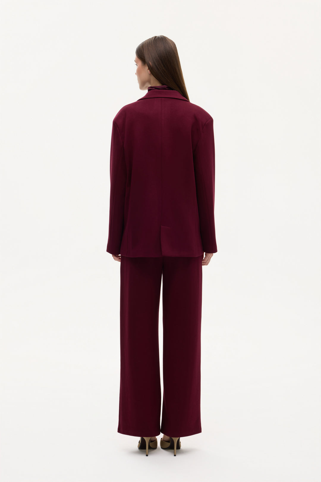Tek Düğmeli Yumuşak Dokulu Oversize Blazer Ceket Vişne