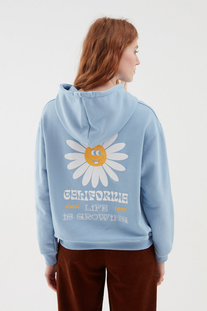 Papatya Baskılı Sweatshirt Bebe Mavi