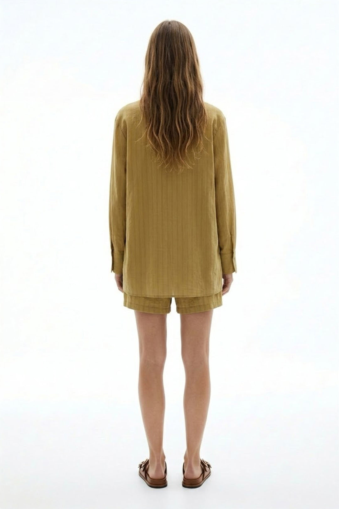 Yüksek Bel Dokulu Kemerli Mini Şort Bej