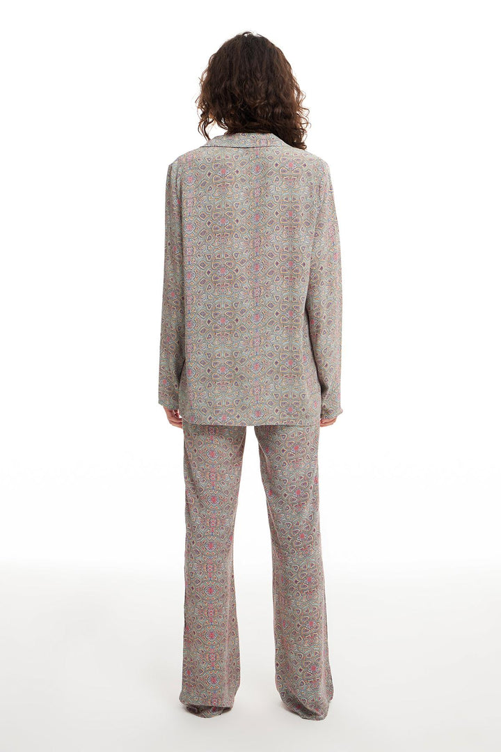 Desenli Oversize Gömlek Mint