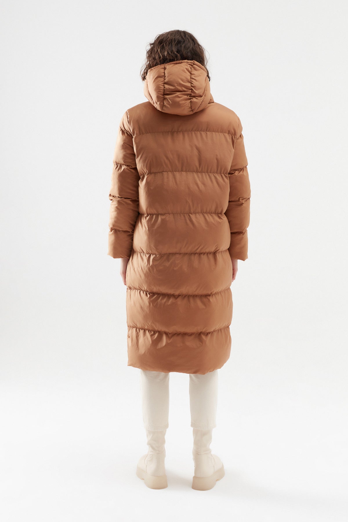 Hooded Long Inflatable Coat Camel