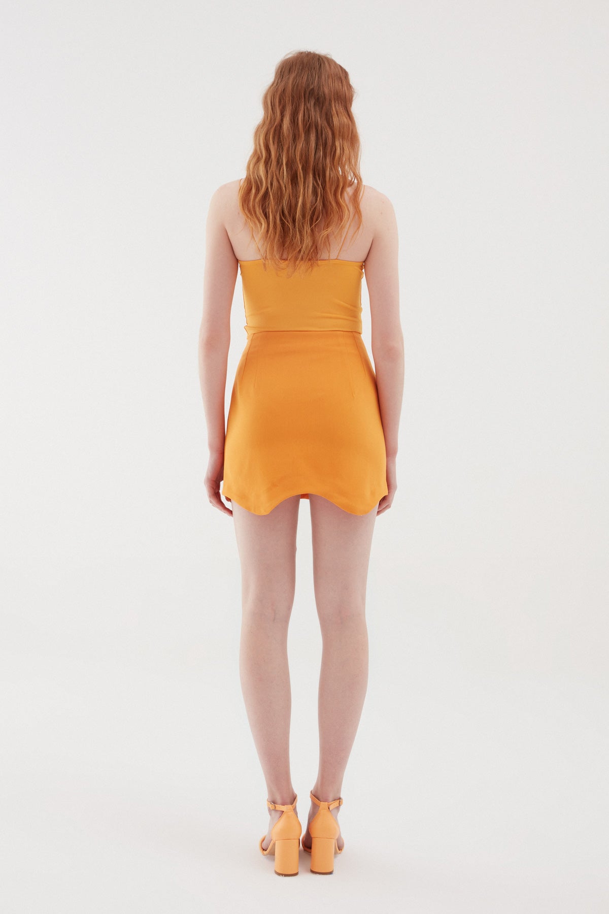 Asymmetric Mini Skirt Orange