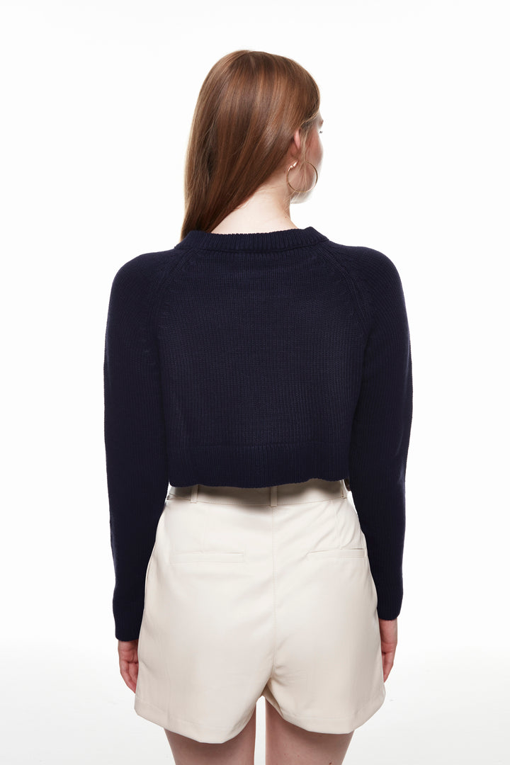 Crop Triko Kazak Lacivert