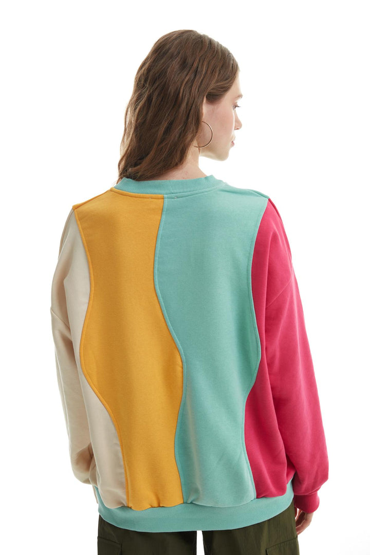 Colored Letter Printed Sweatshirt Beige