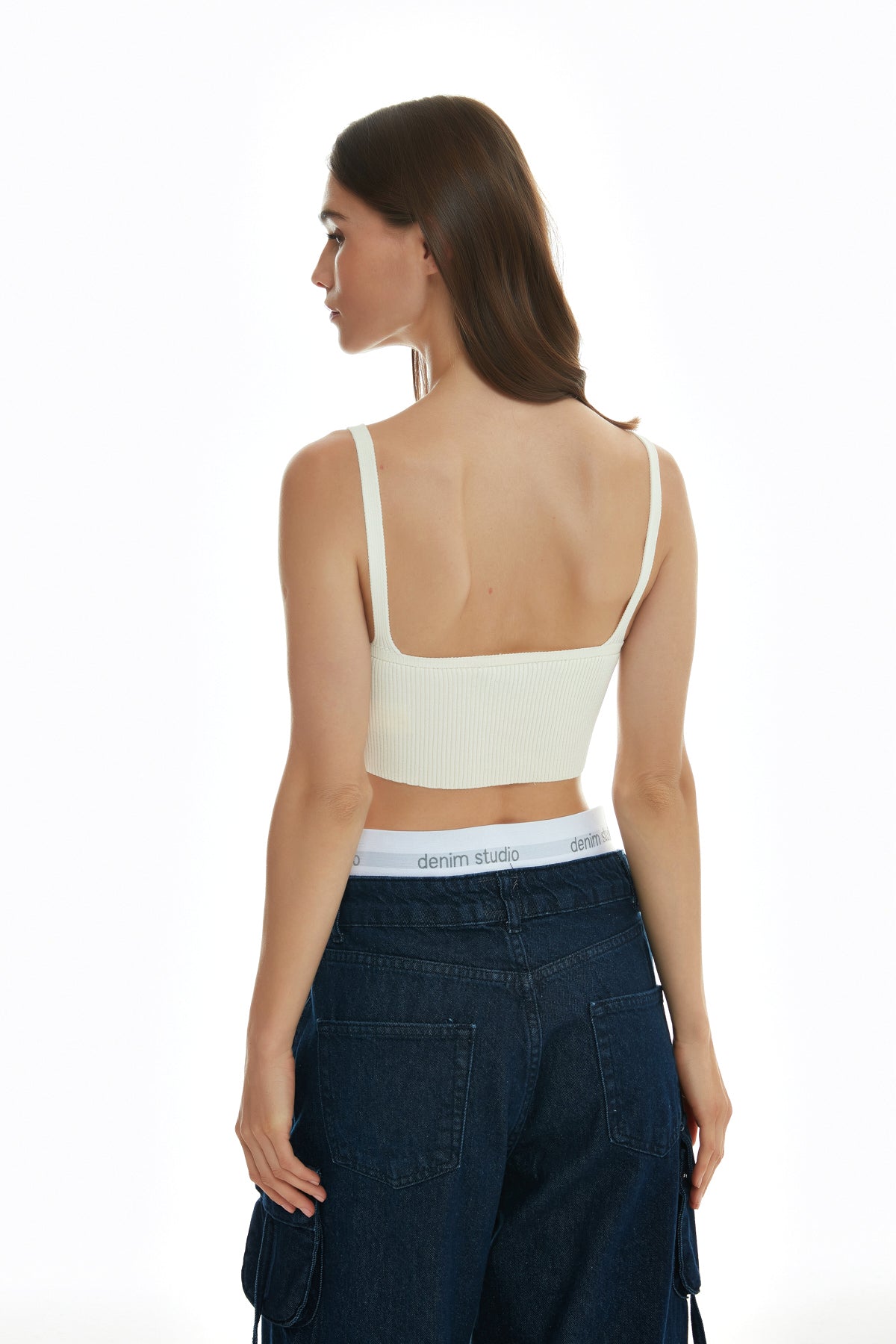 Window Detailed Crop Knitwear Ecru