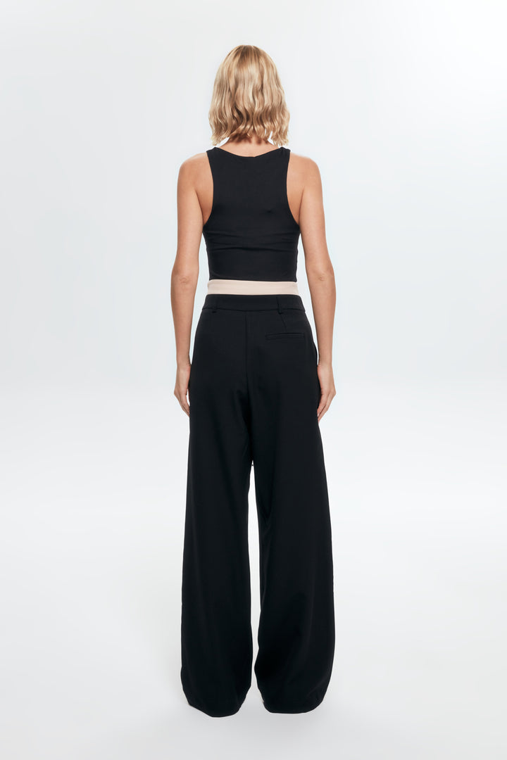 Waist Detailed Palazzo Trousers Black