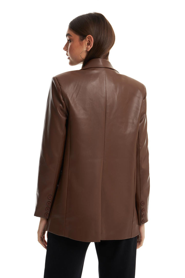 Blazer Deri Ceket Kahverengi