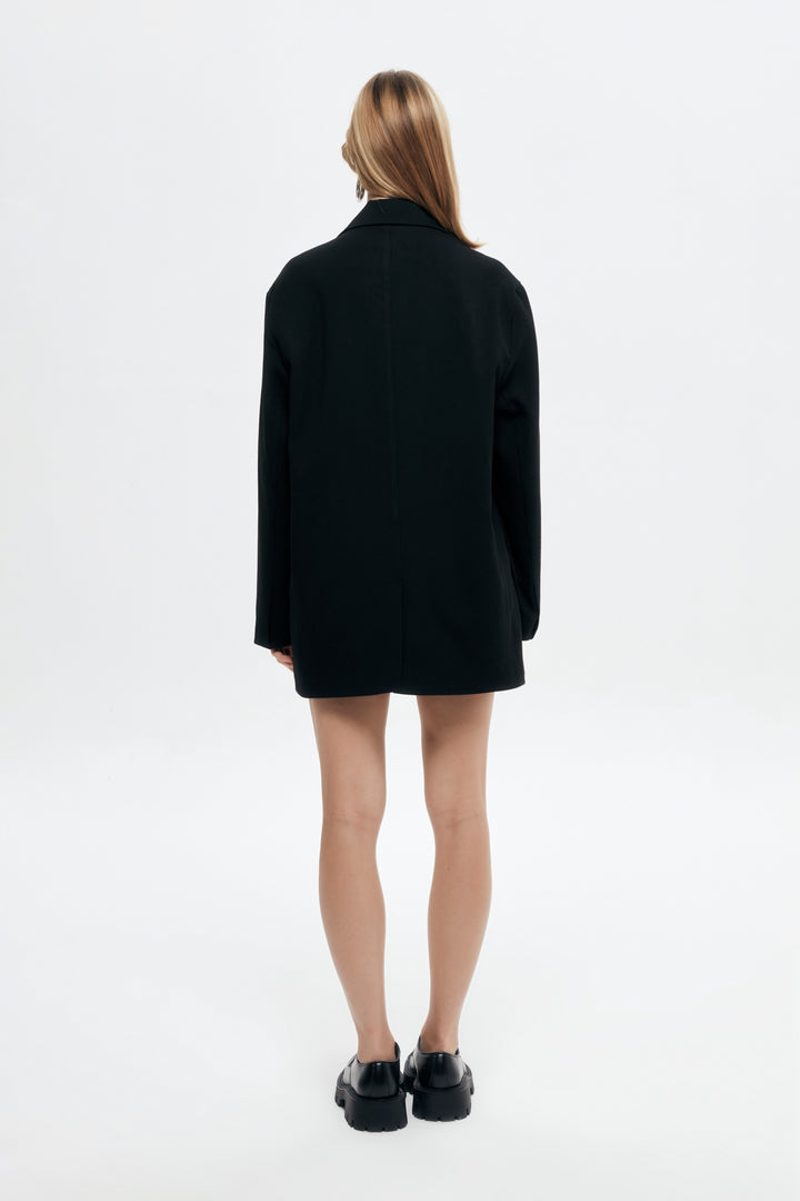 Double Breasted Collar Oversize Blazer Jacket Black
