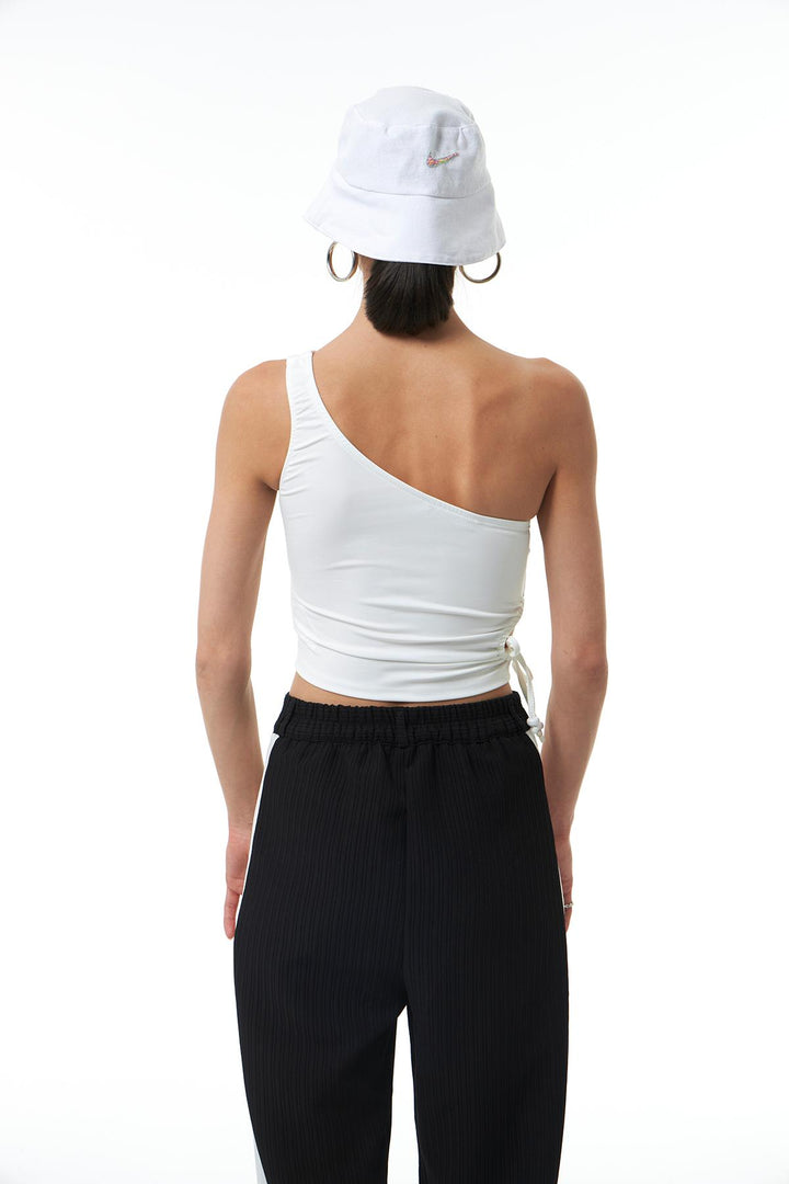 Decollete One Shoulder Blouse Ecru