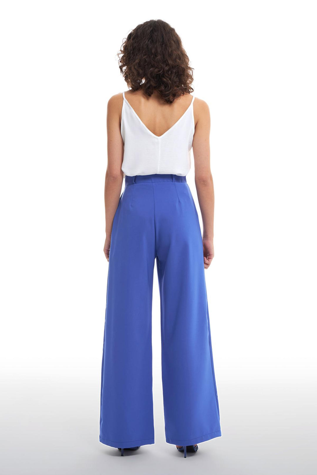 High Waist Wide Leg Trousers Dark Blue