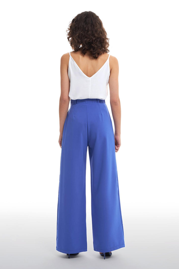 High Waist Wide Leg Trousers Dark Blue