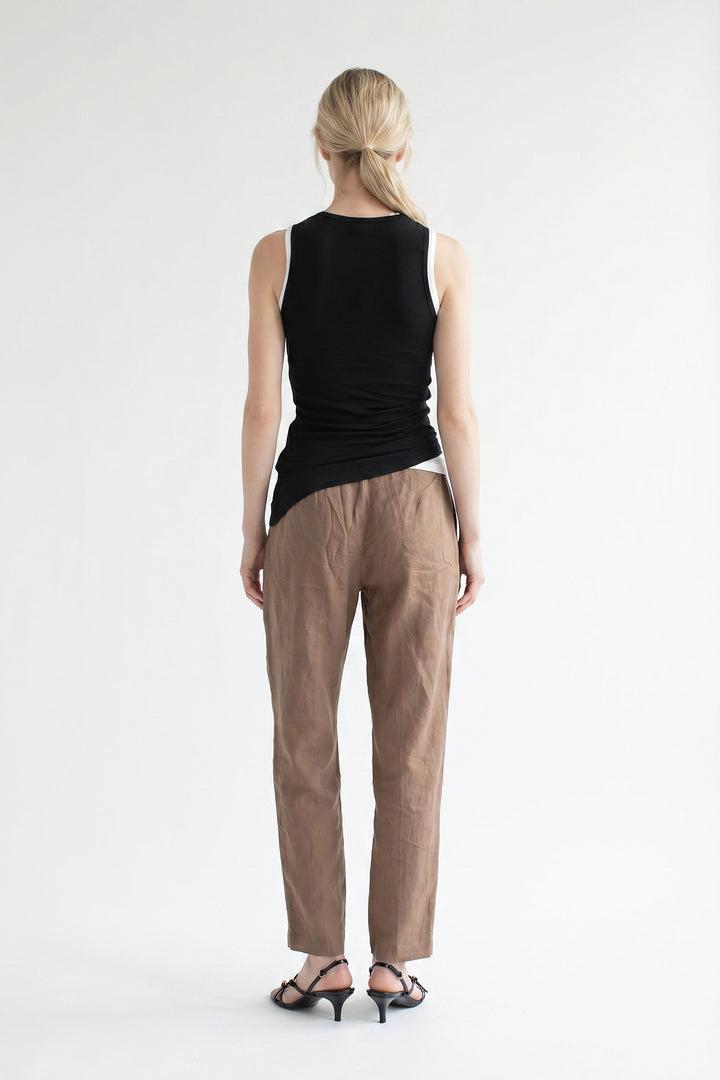 Asimetrik Drapeli Çift Kat Görünümlü Atlet Siyah