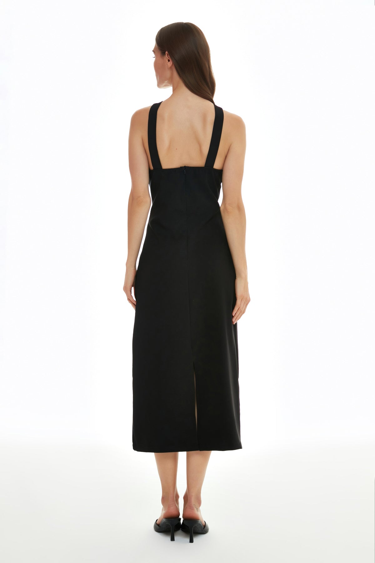 Cross Back Midi Dress Black