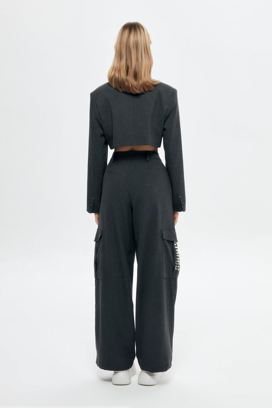 Cargo Pocket Detailed Fabric Trousers Anthracite